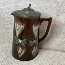 Vintage Pewter Lid Jug Brown
