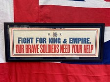 Original WW1 “Fight For King & Empire” Banner Poster by Hanbury, Tomsett and Co