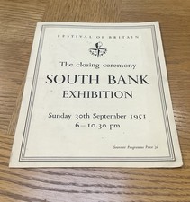 Festival Of Britain Closing Ceremony-South Bank Exhibition 1951 Programme