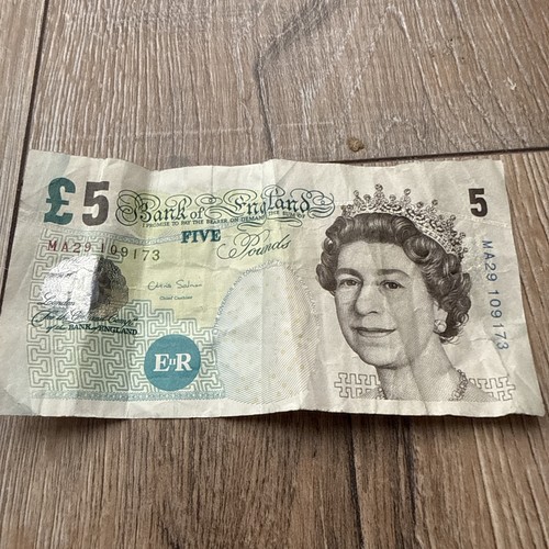 Old five pound note - five, £5