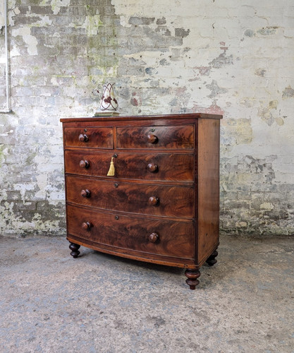 Antique bow front chest - bow,