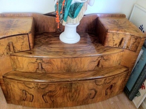 Art deco burr walnut dressing