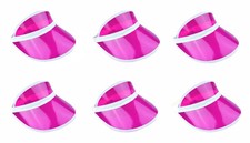 6 X Pink Neon Sun Visors Pub Golf 80s Disco Poker Retro Visor Hat Fancy Dress