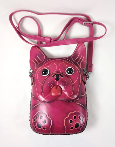 Vtg hot pink leather french - hot,