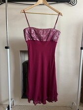 Vintage Y2k 2000s Pearce Fionda Pink Silk Sequin Party Evening Dress