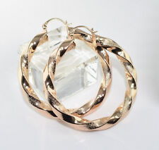 REAL 18K Gold Filled 6 x 50mm Large Hoops Earrings Valentine Xmas Birthday E596b
