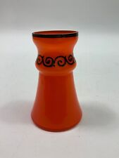 Loetz Tango Style Orange Glass Vase With Black Detailing - Czech Bohemian Retro