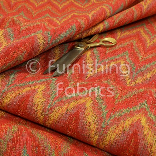 Chevron striped chenille - striped, red