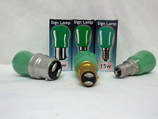 15watt Coloured Pygmy Light Bulbs "Crompton" Branded BC. or SES End Caps