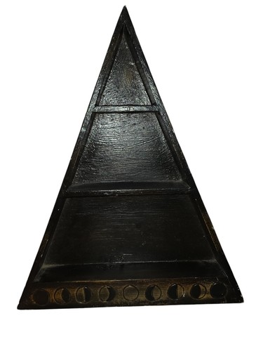 Dark wood pyramid wall shelf - pyramid,