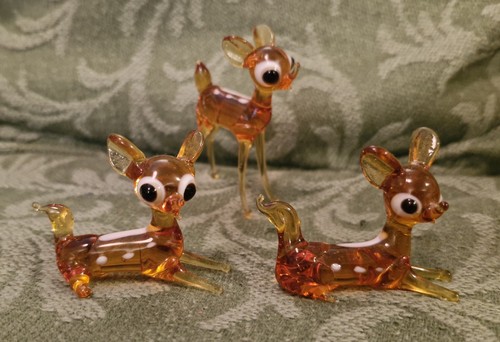 Amber artisan glass deer - artisan,