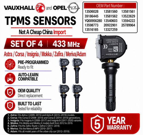 Vauxhall tpms pressure - tpms,