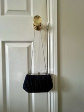 QuizNavy Satin Pleated Box Bag