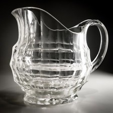 Davidson Jacobean Art Deco Glass Water Jug 1930s Barware Pressed Glass 2 Pints