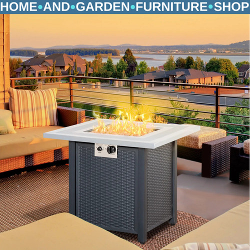 Metal outdoor fire pit table - fire,