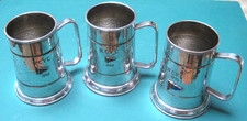 Royal Cape Yacht Club - Silver Plated Tankards x3 with Enamel Burgees - 1969/70