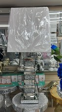 Diamond  Crush Crystal 4 Pillar Sparkly  Table Lamp Silver Square Angular Shade