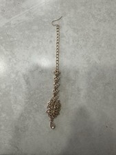 Gold Maang Tikka with Leaf Motif & Stones 16cm | Indian Bridal Jewelry Headpiece