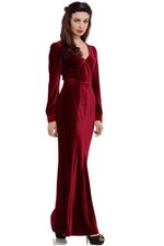 Voodoo Vixen Sexy 1940’s Red Ribbed Velvet Olive Dress Size M