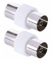 2 X TV AERIAL FEMALE TO FEMALE COAX COAXIAL COUPLER JOINER CONNECTOR ADAPTOR