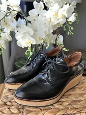 Whistles Shoes Size UK 6.5  EU 40 Black Lace Up Ko Wood Wedge 