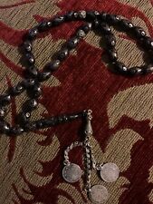 Prayer Beads [ x33] Black Coral+Silver Inlay ~Vintage