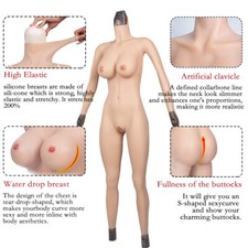 Silicone Bodysuit Transgender Male To Female Full Body Realistic Breast Forms UK