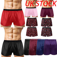 UK Mens Silk Satin Boxer Shorts Underwear Nightwear Briefs Pyjamas Beach Panties