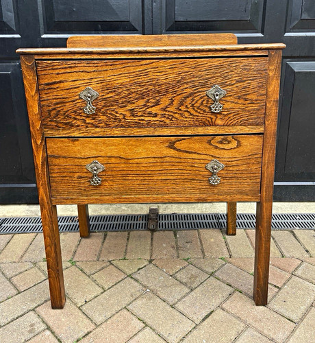 Vintage oak bedside - cabinet, 2