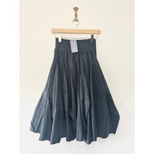 Mistral Airy Fairy Corduroy Skirt Midi Midnight Navy Hitched Lagenlook RRP £65