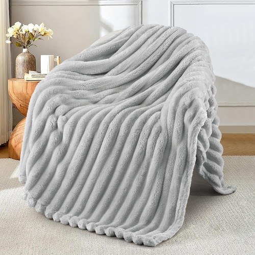 Ribbed faux fur warm fleece - ribbed,