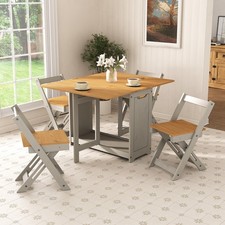 Corona Butterfly Drop Leaf Dining Table and 4 Chairs Grey Wax Santos