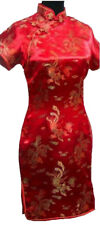 UK Red Dragon & Phoenix Chinese Mini Short Evening Party Dress Qipao Cheongsam