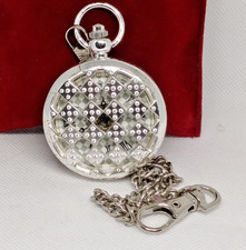 Collectible Silver Tone Heritage Mechanical Pocket Watch with Chain- VGC/Working