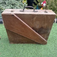 Vintage Wooden Carpenter's Tool Box With Saw Slot Case Carry