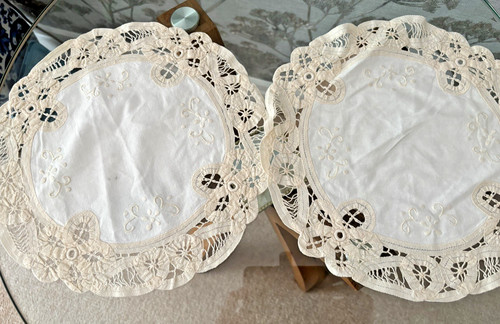Pair vintage cream cotton - pair,