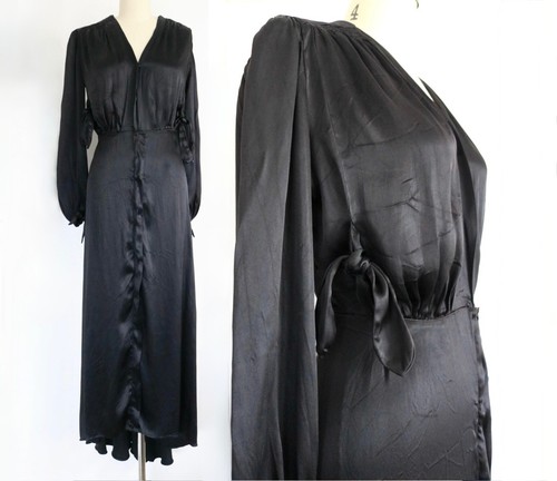 True vintage 1930s black satin - 1930s,