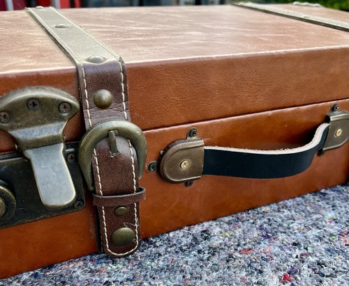 Vintage leather bound luggage - leather,
