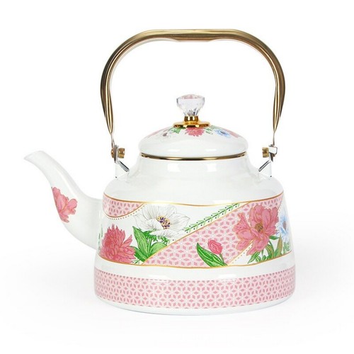 Floral enamel kettle easy - enamel,