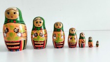 Vintage Wooden Girl Russian Nesting Doll Babushka Matryoshka Stacking Dolls 