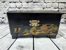Vintage Artist Signed Japan Working Lacquer Music Box w/ Spinning Ballerina 