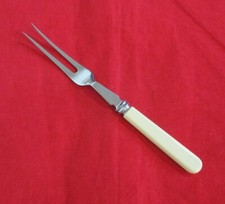 Vintage Stainless Steel Meat Serving Fork Cream Handle