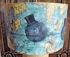 Map Lampshade ,Sir Puffer Fish, shabby chic, light shade,steampunk. nautical