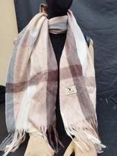 Beige Checkered White House Of Tweed Scarf Unisex 