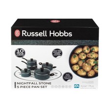 Russell Hobbs Cookware Pot Pan Set 5 Piece Stock Pots & Saucepans Blue Marble