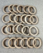 Wooden untreated curtain rings with eyelets , external diametre 70mm, 24 rings