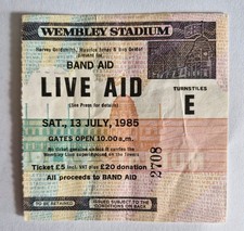 Rare Original 1985 LIVE AID Concert Ticket QUEEN David Bowie The WHO Elton John