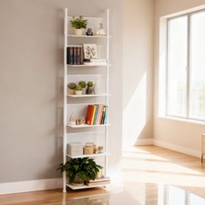 Floor Standing Metal Ladder Shelf 6 Layers Wall Bookcase for Living Room Kitchen