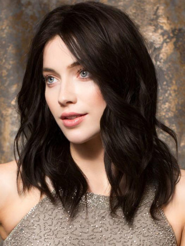 New black medium long - black, wavy