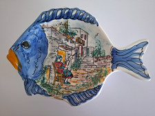 Hand Painted Greek Ceramic Decorative Fish Shaped Dish/Plate